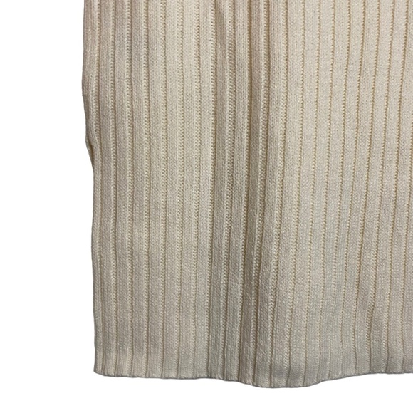 Divided H&M Cream Sweater Vest Ribbed V Neck Split Hem Acrylic Small Oversized - Picture 9 of 15